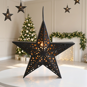 Wholesale Star Shape Lantern with Stars Cutwork for Christmas Home and Events Decoration - Product Image 1