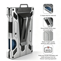 Grosir tempat kartu Aluminium pemblokir RFID dompet logam kulit Pop-Up dengan kartu kredit dan fitur pemegang paspor