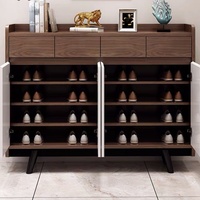 Meuble de rangement pour chaussures de salon en bois de style chinois moderne avec 4 étagères et un siège