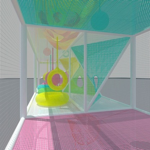 Parcours d'obstacles et balançoire en filet arc-en-ciel commercial pour aire de jeux extérieure et parc à thème - Product Image 2