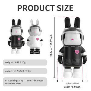 Watersy Moon Rabbit Mugs 550ML Interstellar Adventurer Bouteilles d'eau Thermos en acier inoxydable à double paroi pour l'école - Product Image 3