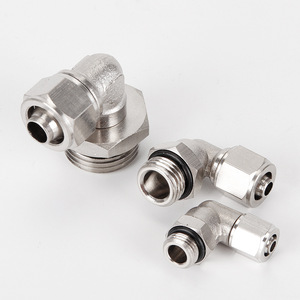 NGS Hardware <b>Pneumatic</b> Elbow Fitting KPL6 01 Copper Plated Nickel Quick Coupling For Air Piping <b>Tools</b> - Product Image 1