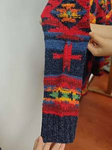 Cardigan décontracté tricoté à la machine, inspiré du sud-ouest, anti-plis, respirant, à motifs géométriques vibrants, col cranté sur le devant - Product Image 5