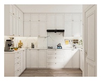 Armoires de cuisine Gally complètes en bois massif chêne blanc avec portes et tiroirs encastrés