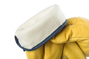 Guanto <span class=keywords><strong>da</strong></span> polso <span class=keywords><strong>da</strong></span> <span class=keywords><strong>10</strong></span> pollici senza Silicone antiscivolo Anti-chimico in pelle a grana di mucca giallo dorato antiscivolo - Product Image 5