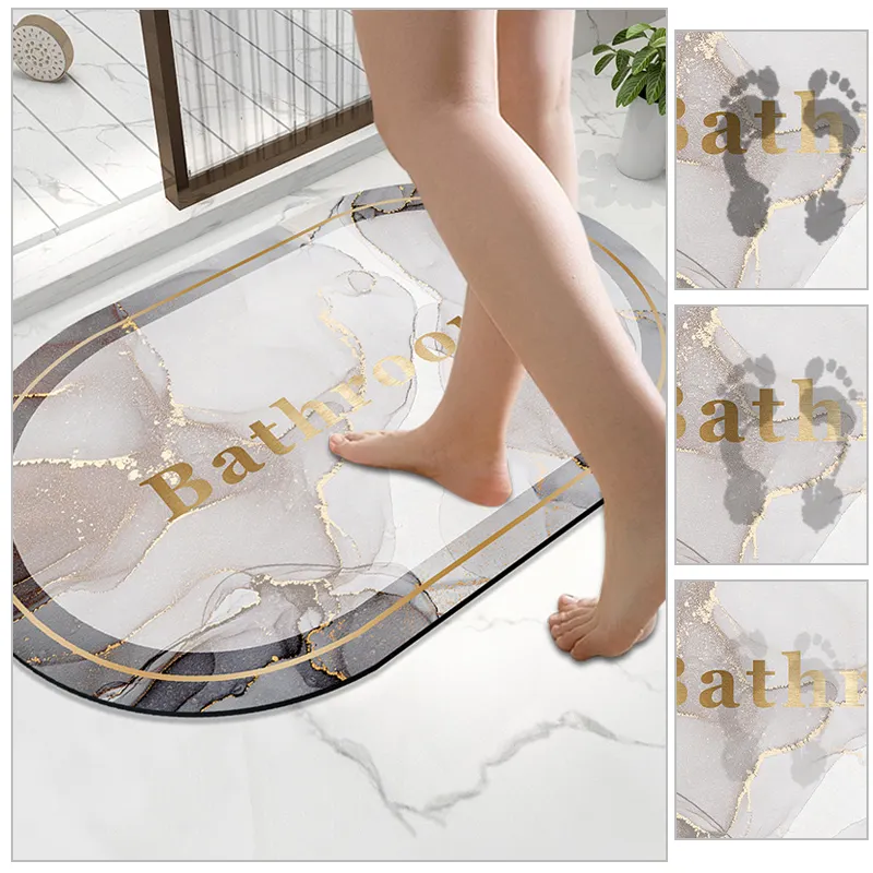 Luxury Brands Friendly Anti Non Slip Fast Absorbent Quick Dry Fadt Fast Drying Floor Designer Diatom Bath Mats Bathroom Mats