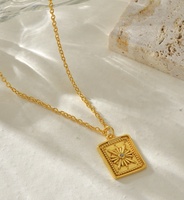 Collier True North Square en argent sterling 925 plaqué or 18 carats avec zircon, nouvelle collection personnalisée