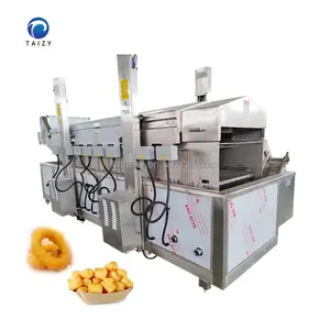 continuous conveyor belt frying machine chicken schnitzel frying machine