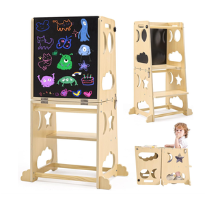Torre de Aprendizaje de Madera Plegable para Niños, Taburete de Aprendizaje Montessori para Niños Pequeños - Product Image 1
