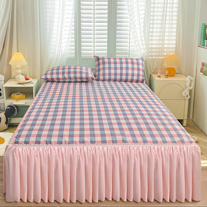 Juego de faldas de cama, colcha de doble capa, Sábana estampada, falda de cama bilateral, Sábana - Product Image 4