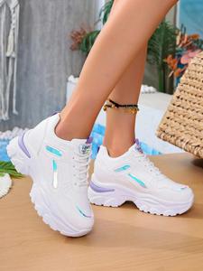 Zapatillas con Plataforma y Cuña Oculta para Aumentar la Altura 7.5cm, Degradado Brillante, Rayas Blancas, Cuero, Calzado Casual para Mujer - Product Image 4