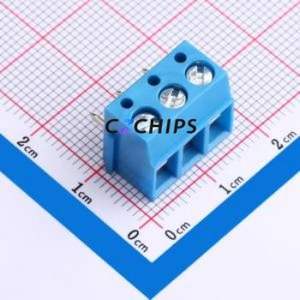 DB300R-5.0-3P-BU-S Screw Terminal Block P=5mm Connector ( Construction: 1x3P )( Pitch: 5mm )( Color: Blue ) - Product Image 1