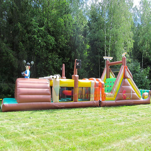 Castillo inflable comercial para fiestas de carnaval al aire libre, con tobogán, gran pista de obstáculos inflable de piratas en venta. - Product Image 2
