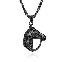 Collier en acier inoxydable plaqué or 18 carats avec pendentif tête de cheval animal tendance et personnalisé, bijoux de haute qualité imperméables