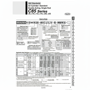 Pièces pneumatiques C85N12-200 de cylindre d'air pneumatique SMC - Product Image 1