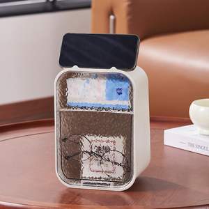 Organisateur de bureau, boîte de rangement de bureau rectangulaire, type vertical, avec couvercle, couleur unie, pour bureau, dortoir d'étudiant, papeterie - Product Image 3