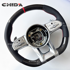 Volante de Cuero Perforado y Fibra de Carbono Personalizado, Apto para <span class=keywords><strong>Mercedes</strong></span> <span class=keywords><strong>Benz</strong></span> W204, W205, W213, W219, A45, E63, <span class=keywords><strong>GLE</strong></span>, GLS, C63, E63, S63, G63 - Product Image 6