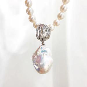 S925 Silver Pendant with 10-15mm Round Beads DIY Fashion <b>Jade</b> <b>Necklace</b> with Empty Stand 30914 Accessory - Product Image 3