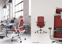 Chaise de bureau ergonomique pivotante confortable KOHO 4D PU avec accoudoirs en maille, conforme aux normes EN 1335 et BIFMA, design original d'usine depuis 14 ans