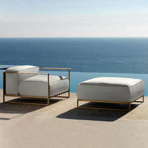 Ensemble de meubles d'extérieur modernes en aluminium avec coussins imperméables en rotin tressé PE pour jardin, patio, balcon - Product Image 2