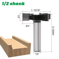 Fraise à 3 lames de type T, 12 mm, tige de 1/2 pouce, en alliage dur, fraiseuse CNC, outil de fraisage du bois, OEM