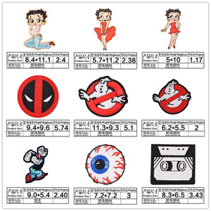 Símbolo de Fantasma <span class=keywords><strong>Rojo</strong></span> y Blanco con Contorno Negro para Fanáticos de Películas Retro, Decoración de Ropa, Parches Bordados de Diseño - Product Image 4