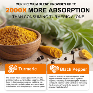 Compléments alimentaires en capsules Acentiallabs au <span class=keywords><strong>curcuma</strong></span>, gingembre <span class=keywords><strong>et</strong></span> <span class=keywords><strong>poivre</strong></span> <span class=keywords><strong>noir</strong></span>, capsules de curcumine biologique pour le soutien des articulations - Product Image 3