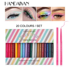 HANDAIYAN — ensemble de crayons à paupières mats, paillettes, stylo, étiquette privée, résistant à l'eau, noir, pour eyeliner, 20 pièces