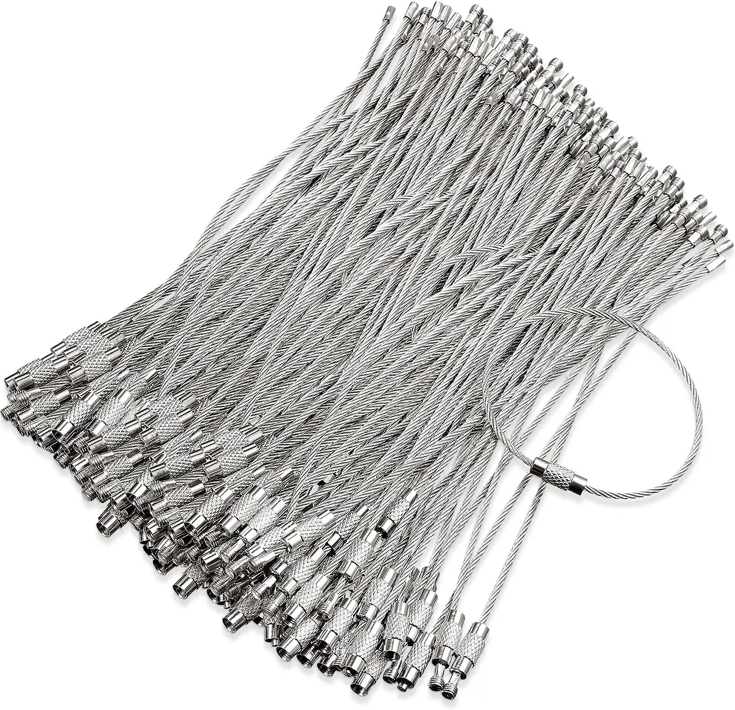 Portachiavi con cavo portachiavi in filo di acciaio inossidabile all'ingrosso di prezzo di fabbrica con portachiavi con corda per cavi