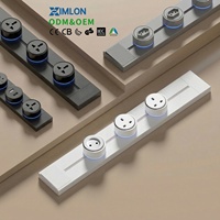 XIMLON Prise sur rail mobile 3 couleurs avec bande lumineuse LED à détecteur de mouvement intégré pour bureau intelligent, chambre et cuisine