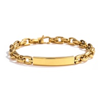 Bracelet à breloques vierges en acier inoxydable 316L plaqué or 18 carats PVD, argent, noir ou bleu, avec chaîne à maillons tendance, pour homme
