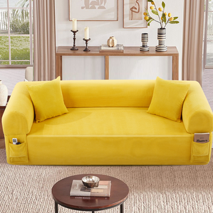 OE HOME Modern Three Seat Corner Sofa Set High-Density Foam Eco-Friendly Fabric Storage Curved Arms Wood Legs-Home Furniture - Product Image 3