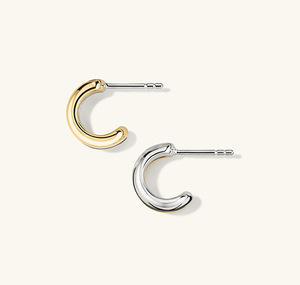 <span class=keywords><strong>Orecchini</strong></span> a Cerchio in Argento Sterling 925 Placcato Oro per Donne, Doppio Strato Placcato Oro 18K, Gioielli Bicolore - Product Image 4