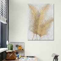 Décoration d'intérieur, art dessiné à la main, toile abstraite, fleur de pivoine rose, feuille d'or, peinture à l'huile faite à la main, cadres, art mural peint à la main, salon