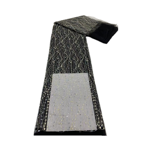 <strong>Sequins</strong> Beads Embroidered Fabric Traditional Luxury Romantic Sexy <strong>Wave</strong> <strong>Pattern</strong> <strong>Lace</strong> Trim Fancy Embroidery Mesh for Clothing Home - Product Image 1