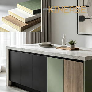 Panneau d'armoire en cristal de pierre noire <span class=keywords><strong>graphite</strong></span>, cuisine moderne, naturelle, fonctionnelle et design avec chêne fumé et vert sauge - Product Image 2