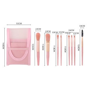 Hot du lịch Hàn Quốc 8pcs Mini make up Brushes Set nền tảng chuyên nghiệp Blush Eyeshadow trang điểm bàn chải Kit với túi nylon - Product Image 2