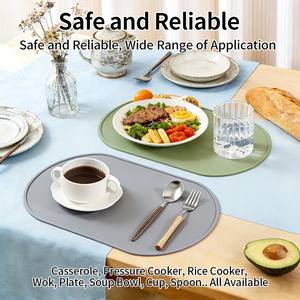 Set de table ovale en silicone de qualité alimentaire, antidérapant, résistant à la chaleur, imperméable, facile à nettoyer, pour cuisine, maison, restaurant - Product Image 4