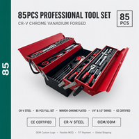 Ensemble d'outils ménagers OEM 85 pièces, boîte à outils multi-usages pour voiture, jeu de clés à cliquet hexagonales en acier, jeu de douilles, ensemble d'outils à main