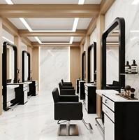 Ensemble de mobilier de salon de luxe : Poste de coiffure avec miroir LED et tiroirs, unité de coiffage spéciale pour salon de barbier