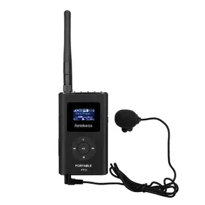 Pemancar FM genggam nirkabel 76-108MHz, pemancar Radio siaran MP3 untuk pertemuan pemandu wisata