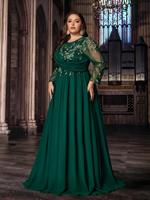 Robe de soirée africaine perlée respirante en mousseline de soie et dentelle, coupe trapèze, pour demoiselle d'honneur, grande taille, à manches longues