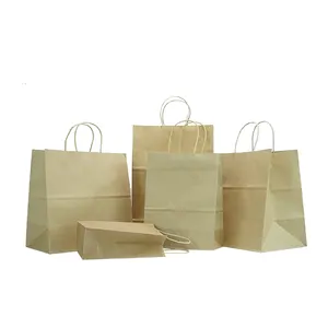 Novo Design Presente Embalagem Com Twisted Shopping Handle Kraft Paper Bag
