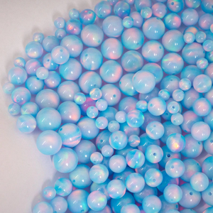 Lot de perles percées au centre d'opale éthiopienne bleue avec lot de perles percées lisses de forme ronde de taille multiple à vendre - Product Image 2
