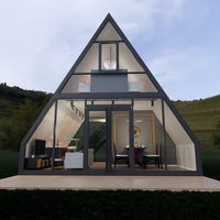 Kleines Holzhaus Fertighaus A-Frame Holz-Fertighaus Winziges Dreieckshaus mit Zwei Schlafzimmern und Hütte