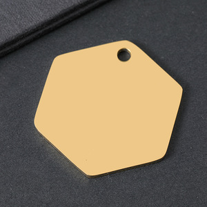 Liontin besi tahan karat ukiran Laser heksagonal baja tahan karat cetakan warna UV bahan kosong hadiah liburan berukir liontin baja tahan karat - Product Image 3