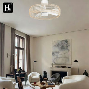 Modern Wicker White DC Motor 3-Blade Decorative Ceiling Fan with Light Strip and <b>Remote</b> <b>Control</b> for Home Use - Product Image 6