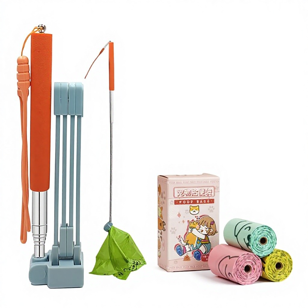 Bolsa de recogida retráctil grande de 3 rollos, color gris azulado estándar.