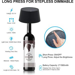 Lampada da Tavolo Solare Antela E27 LED con Controllo Touch, Dimmerabile, Senza Fili, Luce Calda 3000K, Paralume Nero, Illuminazione per Camera da Letto e Scrivania 25000 - Product Image 6