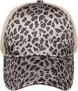 Toptie unisex ponytail <span class=keywords><strong>hat</strong></span> Leopard lộn xộn Bun cao Mũ bóng chày lưới trở lại phổ biến 100% polyester 6-Panel - Product Image 5